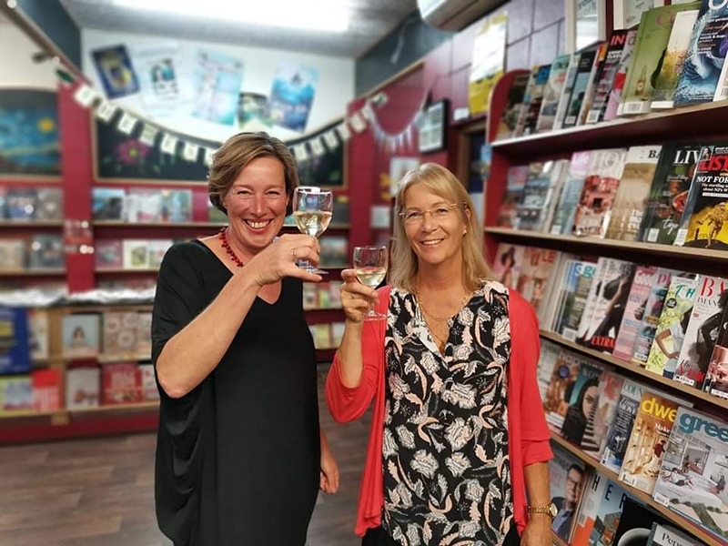 Nathalie and Cristina launch of Displaced at Wardinis